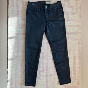 All Saints Brody low rise skinny black coated pants size 27